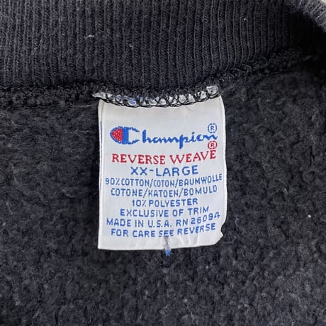 "Rare" 90's CHAMPION RW SWEAT "両袖プリント" "Black" XXLサイズ USA製