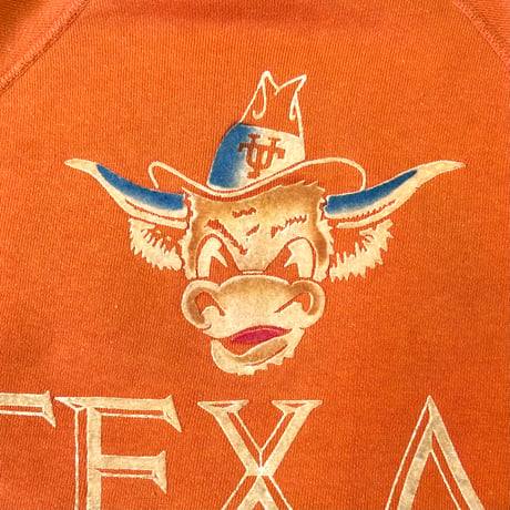 60's unknown "TEXAS" Color Flocky Sweat