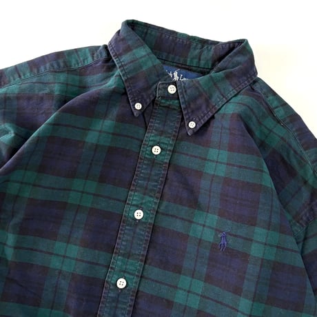 ～90's Ralph Lauren "Black Watch" Cotton BD Shirt XLサイズ USA製