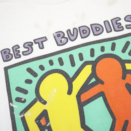 80's～90's Hanes Keith Haring "Best Buddies" プリント Tシャツ Lサイズ