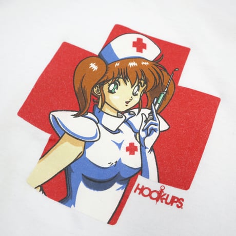 ～00's HOOK UPS skateboards プリント Tシャツ White Lサイズ USA製