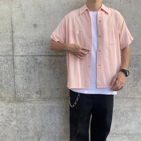 "Special Color" 50's Manhattan Open Collar Rayon Shirt Lサイズ USA製