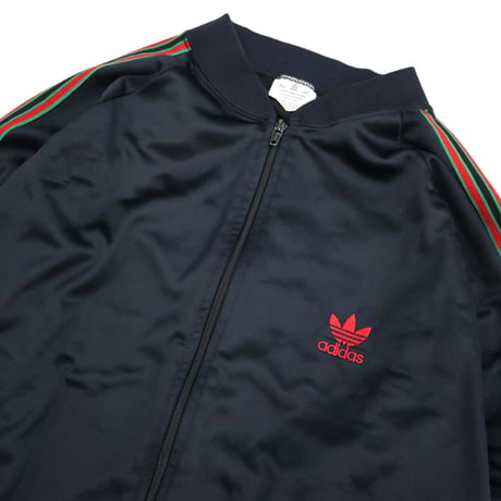 80's Adidas "RUN DMC" Back Trefoil Track Jersey Top Black XLサイズ USA製