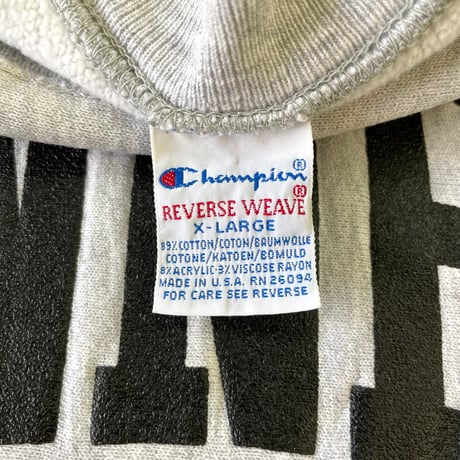 90's CHAMPION RW SWEAT "GRINNELL～" 両面 プリント XLサイズ USA製