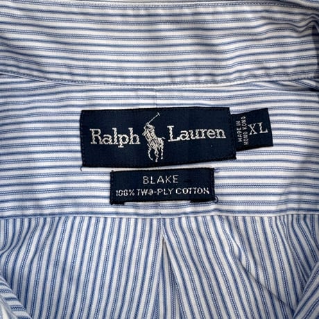 90's Ralph Lauren "BLAKE" "2ply" Stripe BD Shirt XLサイズ