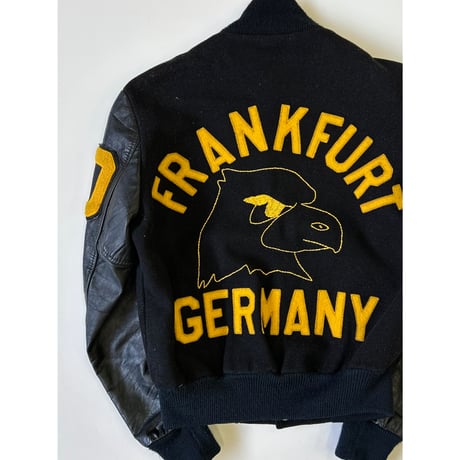 80's Deerfoot "Frankfurt Germany" "4面" Wool Leather Varsity Jacket 36inch