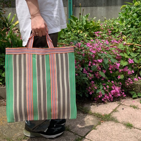 'New' Ethnic Random-Stripe Mesh Tote Bag