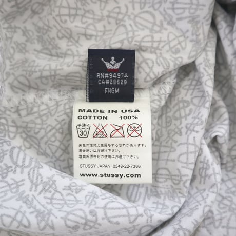 90's OLD STUSSY "$マーク" 総柄 半袖 シャツ Ｍサイズ USA製