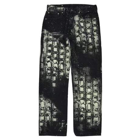00's Levi's 505 "Silk Print" "Super Black" Denim Pants 33×32