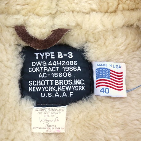 ～00's SCHOTT "B3 Type" Mouton Leather Sherpa Jacket 40サイズ USA製