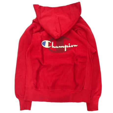 90's CHAMPION RW SWEAT PARKA "Back Script Print" Red Lサイズ USA製