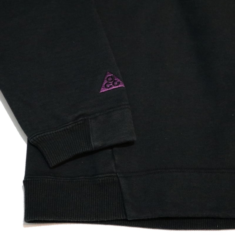 90's NIKE ACG 袖ロゴ ハーフZIP プルパーカー BLACK ×PURPLE