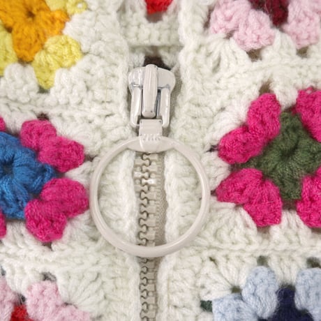 "Women's" Crochet knit Granny Square Zip Cardigan