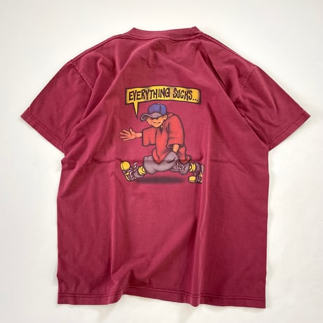 90's～ NO FEAR "EVERYTHING SUCKS" 両面 プリント Tシャツ USA製