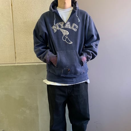 80's CHAMPION RW SWEAT PARKA "Wingfoot" "単色ハトメ" Navy XLサイズ USA製