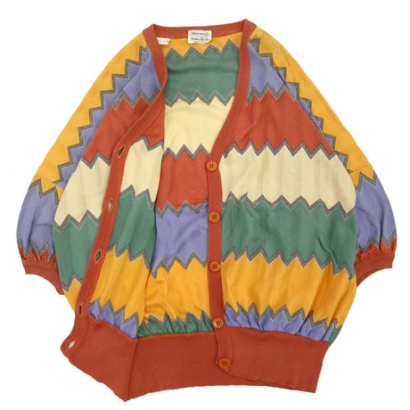 "Women's" MISSONI 幾何柄ボーダー サマーニット カーディガン Lサイズ ITALY製