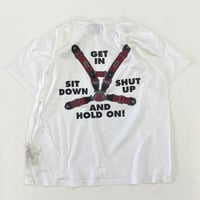 90's NO FEAR "SIT DOWN SHUT UP" 両面 Tシャツ Lサイズ USA製