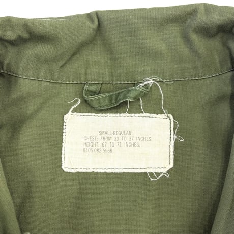60's US ARMY "Non Rip" "3rd" Jungle Fatigue Jacket Small Regular