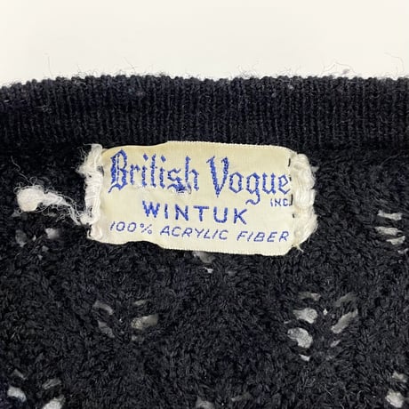 "Women's" 60's～ British Vouge Low Gauge Acrylic Cardigan