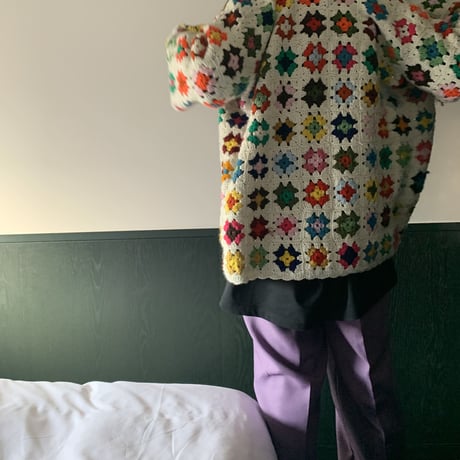 "Women's" Crochet knit Granny Square Zip Cardigan
