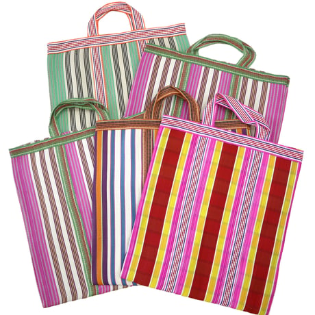 'New' Ethnic Random-Stripe Mesh Tote Bag