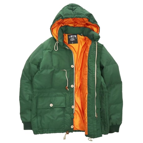 ～00's STUSSY Down Jacket Green×Orange Lサイズ