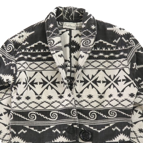 ～90's flashback "Native Pattern" Shawl Collar Short Jacket Lサイズ INDIA製