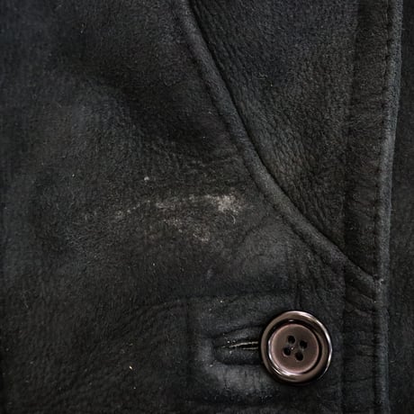 "All Black" unknown Sheepskin Mouton Sherpa Jacket URUGUAY製