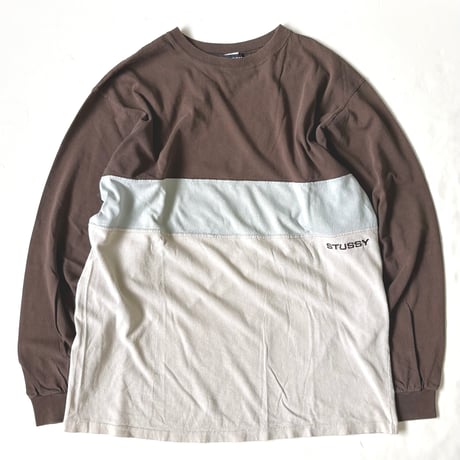 90's OLD STUSSY 紺タグ Border LS Tee Lサイズ USA製