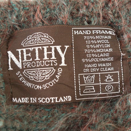 "Big Size" 80's～ NETHY "Mohair78％" Crew Neck Sweater Scotland製
