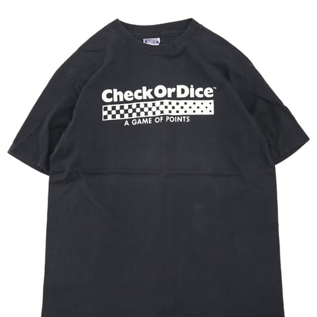 80's～ Hanes "Check or Dice" 両面 プリント Tシャツ XLサイズ USA製
