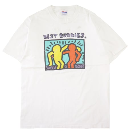 80's～90's Hanes Keith Haring "Best Buddies" プリント Tシャツ Lサイズ