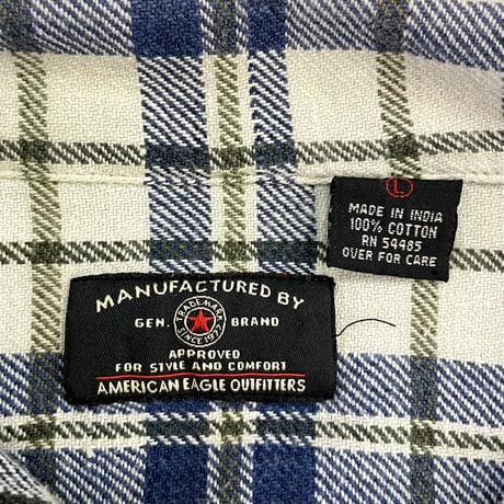 ～00's America Eagle Open Collar Flannel Shirt Lサイズ
