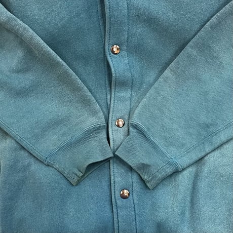 90's CHAMPION RW SWEAT "Full Snap" Solid Teal Lサイズ USA製