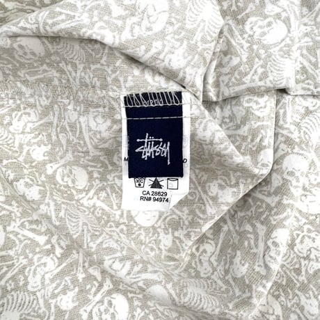 90's OLD STUSSY "Skull Pattern" Shirt Lサイズ USA製