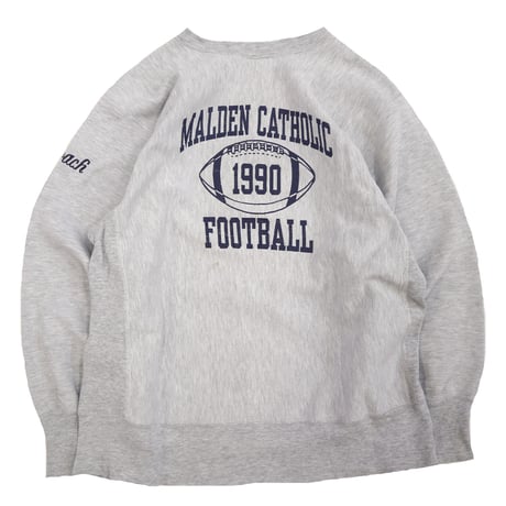 80's CHAMPION RW SWEAT "MALDEN CATHOLIC～" バック プリント&袖刺繍 XLサイズ USA製