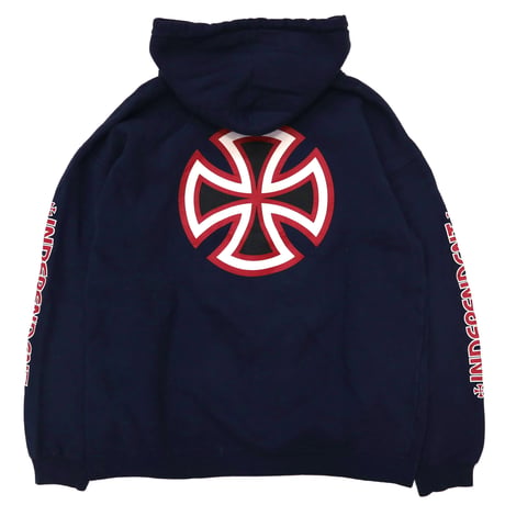 90's INDEPENDENT "IRON CROSS" スウェット パーカー NAVY