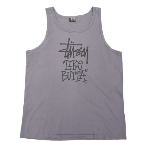 80's～90's OLD STUSSY 黒タグ "LIKE BUTTA" Tank Top Lサイズ USA製