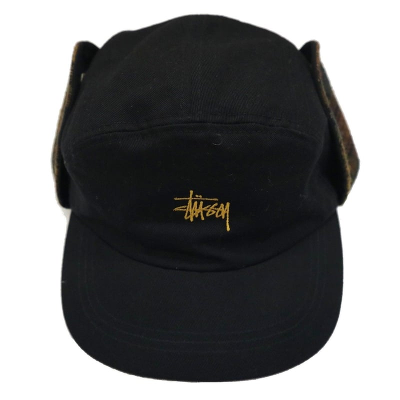 90's OLD STUSSY 耳当て付き ワークキャップ BLACK×CHECK | Daniel