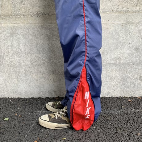80's NIKE "紺タグ" "縦ナイキ" Nylon Pants XLサイズ