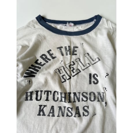 "boro" 70's～80's ALLEN TEE "Where The Hell Is?" リンガー Tシャツ