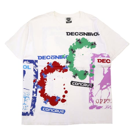 90's CONCAVE "DECONTROL" 総柄プリント Tシャツ XLサイズ