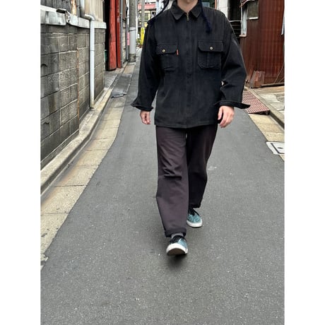 90's Bugle Boy "Black" "太畝" Full Zip Corduroy Shirt Jacket XLサイズ