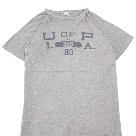 70's CHAMPION バータグ "U of P" 4段 染み込み プリント Tシャツ XLサイズ
