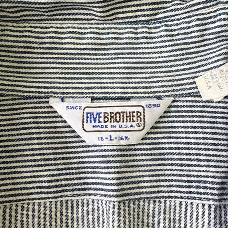 70's～ FIVE BROTHER Hickory Half Zip Shirt Lサイズ USA製