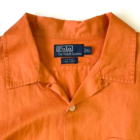 "Good Color" 90's～ Polo Ralph Lauren "No Pony" "Silk Linen" Shirt XLサイズ