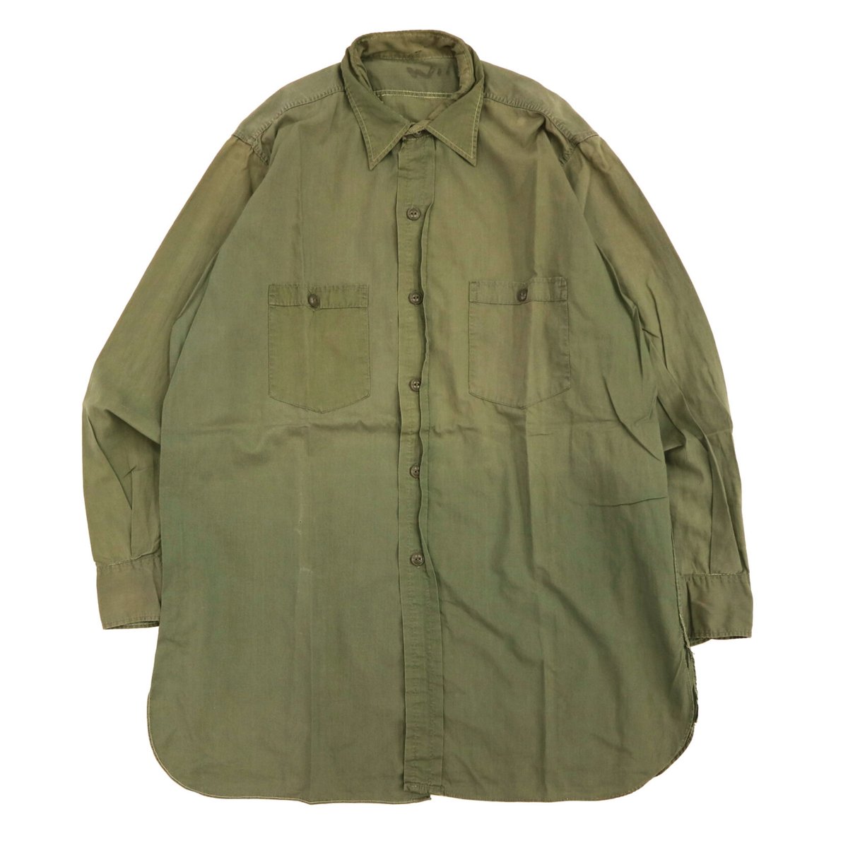 40s US.NAVY ポプリンシャツ N3 プリズナー　ミリタリー　ビンテージ VTG/USED) 40s U.S NAVY N-3 POPLIN SHIRTS ポプリンシャツ (14