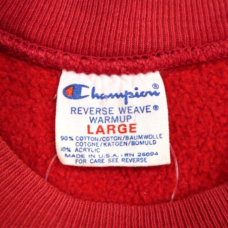 80's CHAMPION RW SWEAT Solid Red Lサイズ USA製