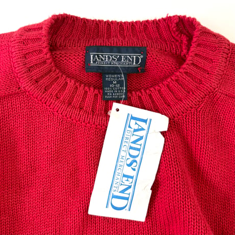 Deadstock 90's LANDS' END Cotton Sweater WMサイズ USA製
