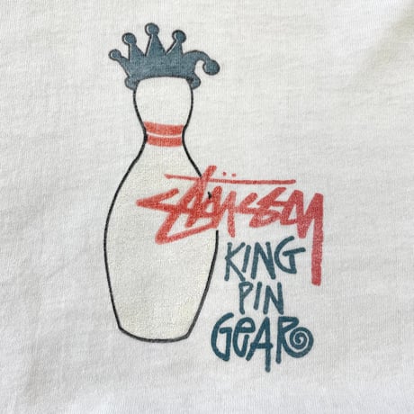 ～90's OLD STUSSY "King Pin Gear" Tシャツ (fits XL)